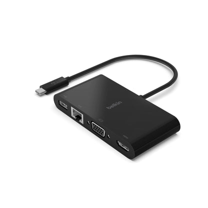 Belkin USB-C to Gigabit-Ethern. HDMI/VGA/USB-A-Adapter, black