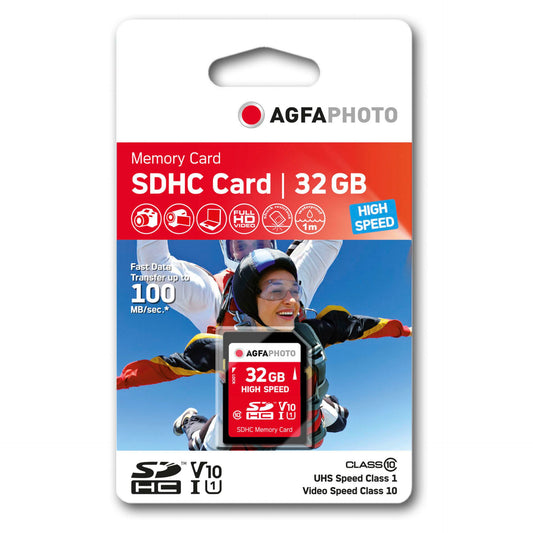 AgfaPhoto SDHC Card 32GB High Speed Class 10 UHS I U1 V10