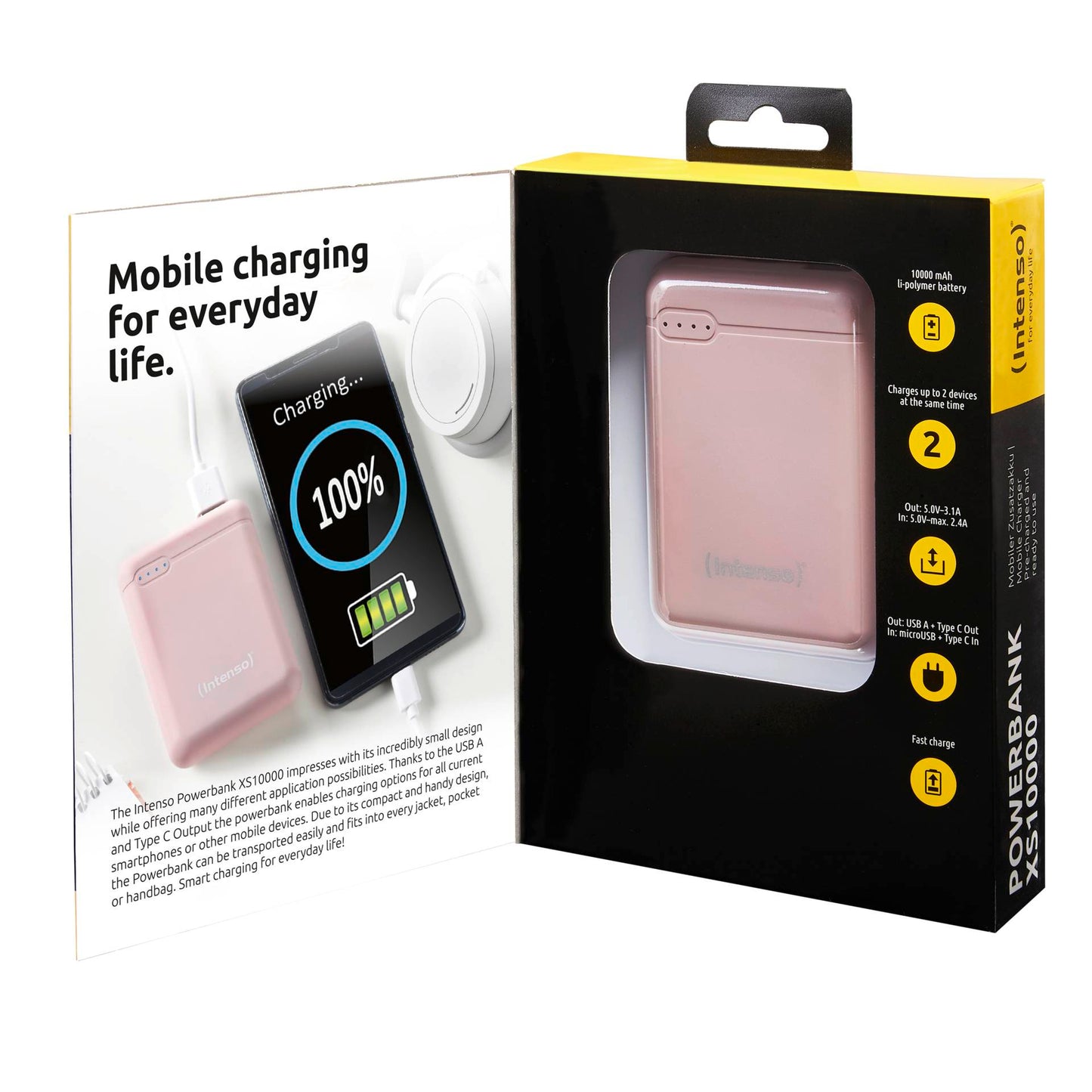 Intenso Powerbank XS10000 rosé 10000 mAh incl. USB-A to Type-C