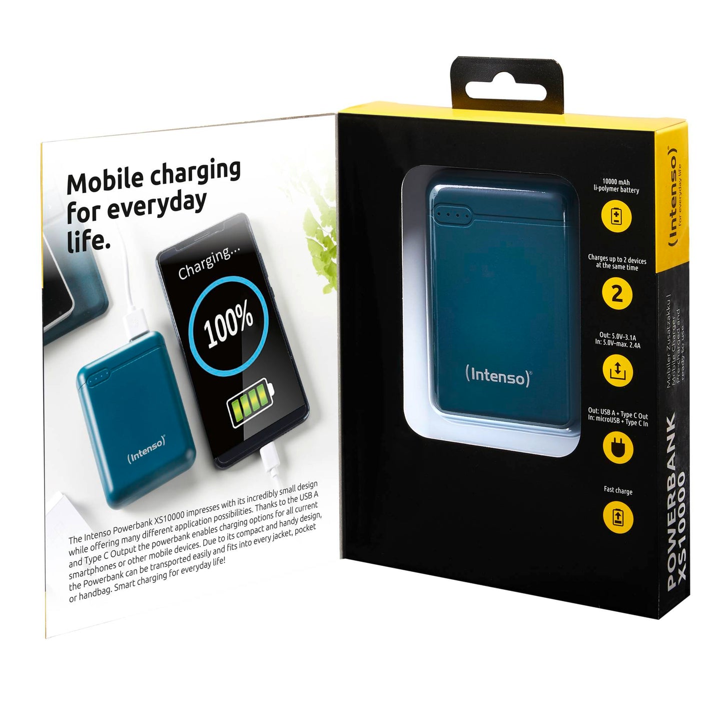 Intenso Powerbank XS10000 petrol 10000 mAh incl. USB-A to Type-C