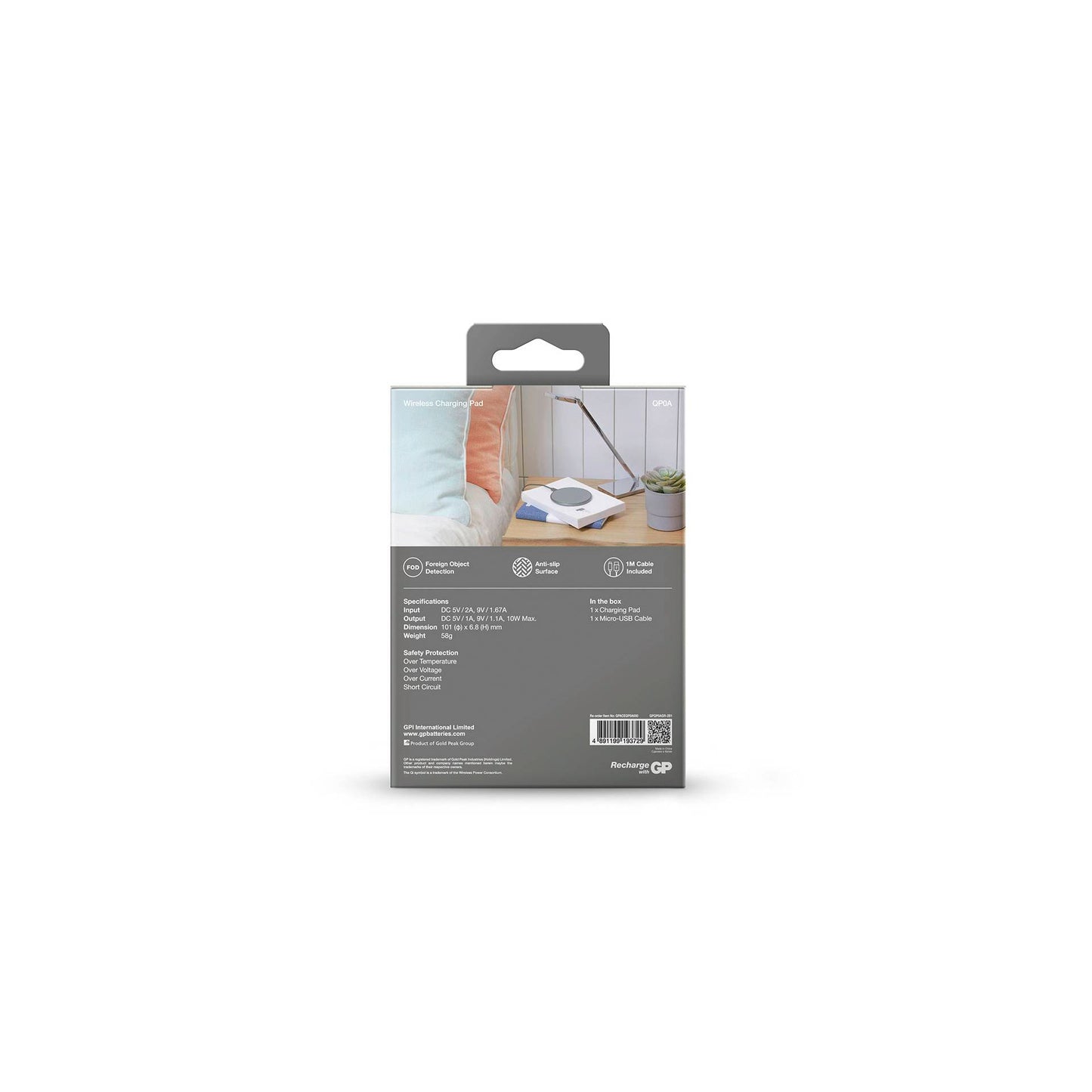 GP QP0A wireless Charger 10W grey Micro-USM 165QP0AGREY