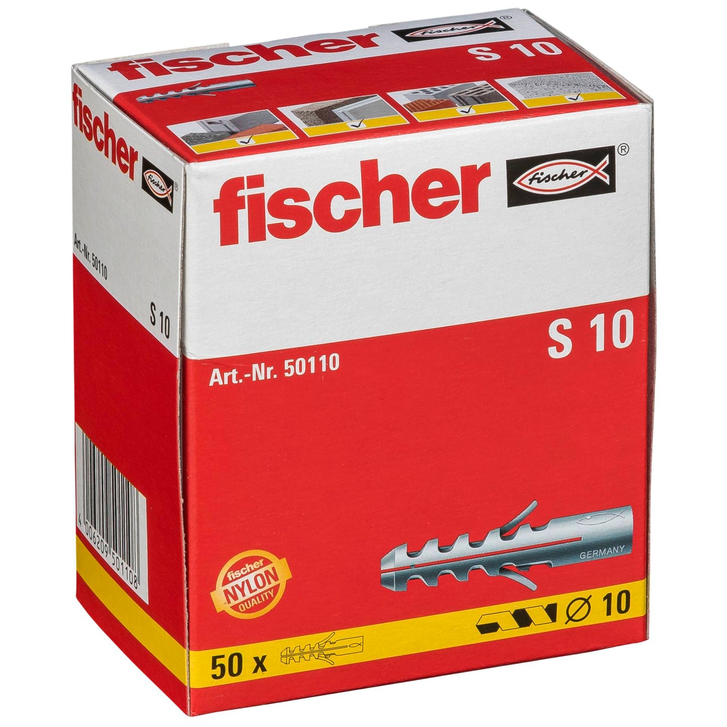 Fischer plug S 10 50 pcs.