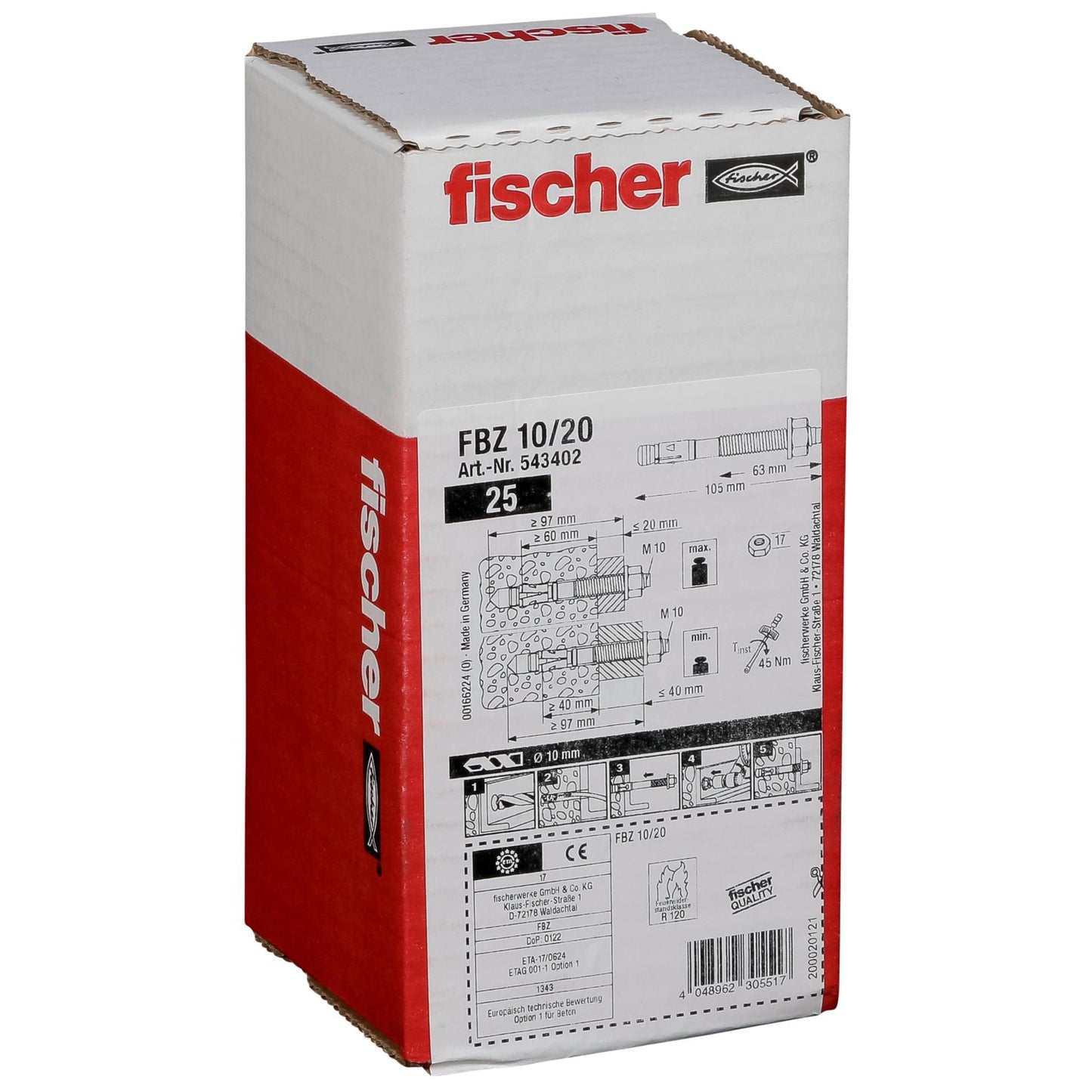Fischer Bolt Anchor FBZ 10/20 25 pcs