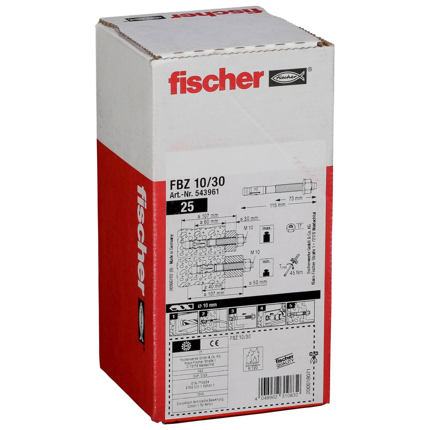 Fischer Bolt Anchor FBZ 10/30 25 pcs
