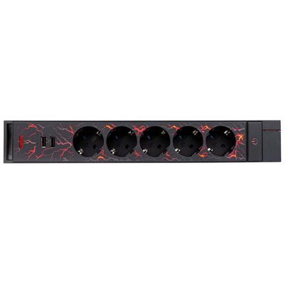 REV GAMER Multiple Socket 1,4m 5-fold 2xUSB incl. Color Setting