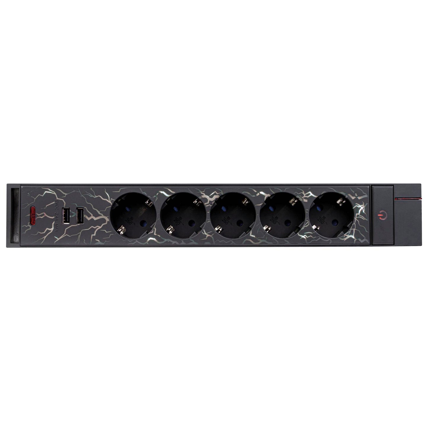 REV GAMER Multiple Socket 1,4m 5-fold 2xUSB incl. Color Setting