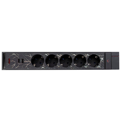 REV GAMER Multiple Socket 1,4m 5-fold 2xUSB incl. Color Setting