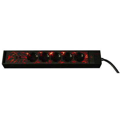 REV GAMER Multiple Socket 1,4m 5-fold 2xUSB incl. Color Setting