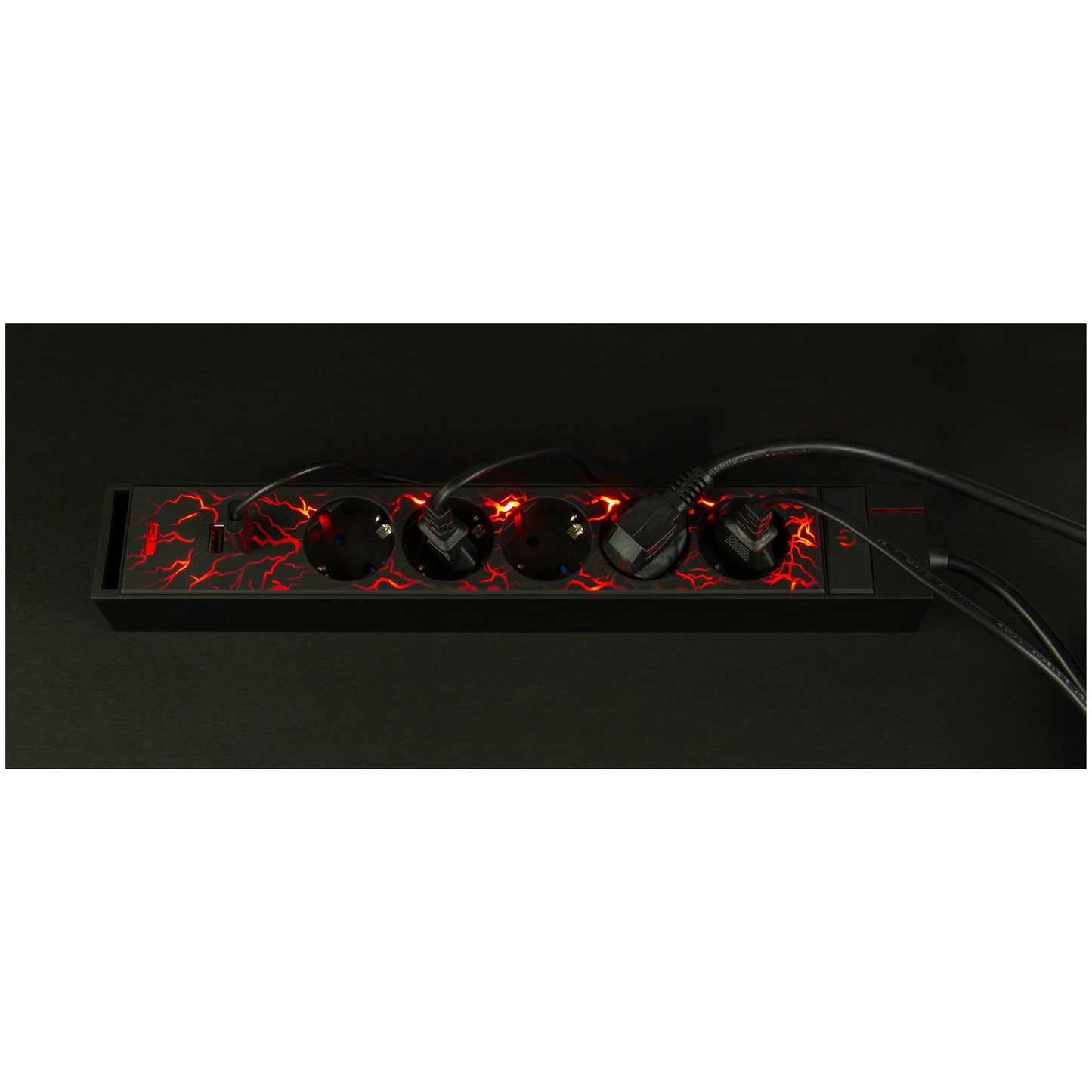 REV GAMER Multiple Socket 1,4m 5-fold 2xUSB incl. Color Setting