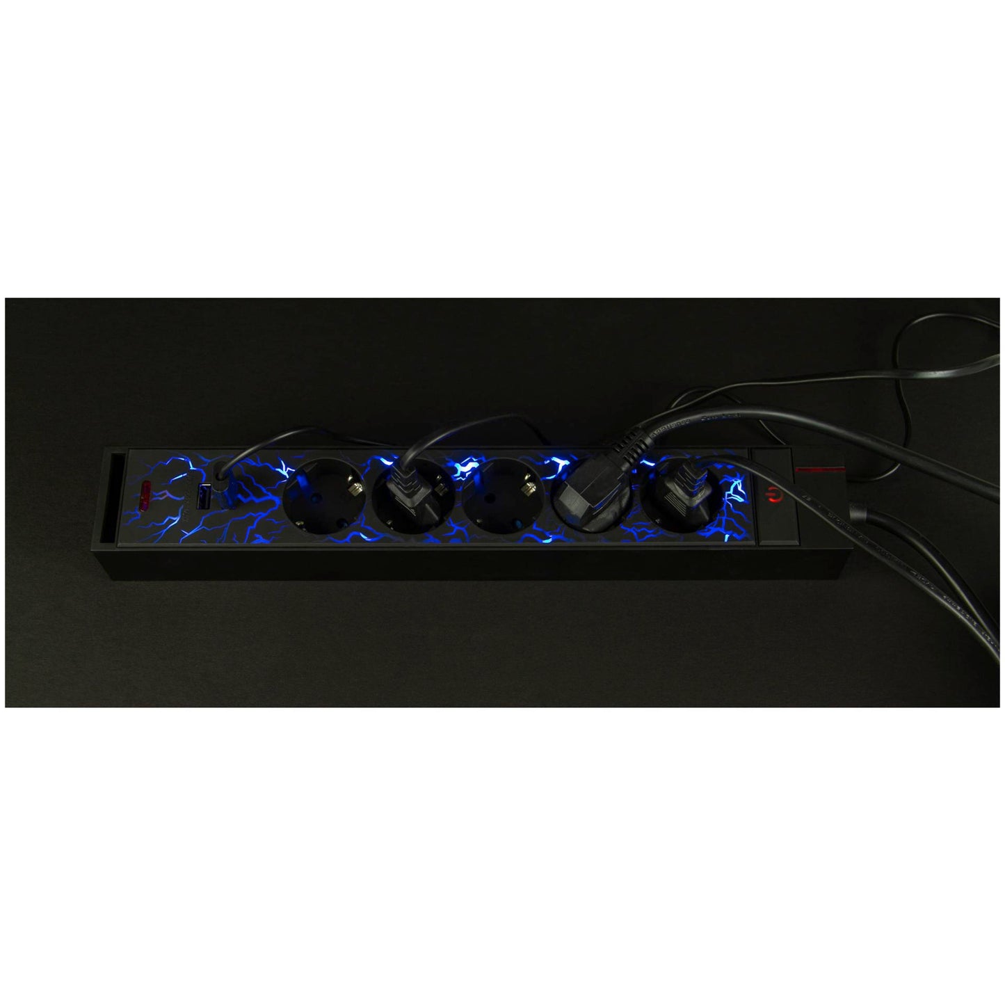 REV GAMER Multiple Socket 1,4m 5-fold 2xUSB incl. Color Setting