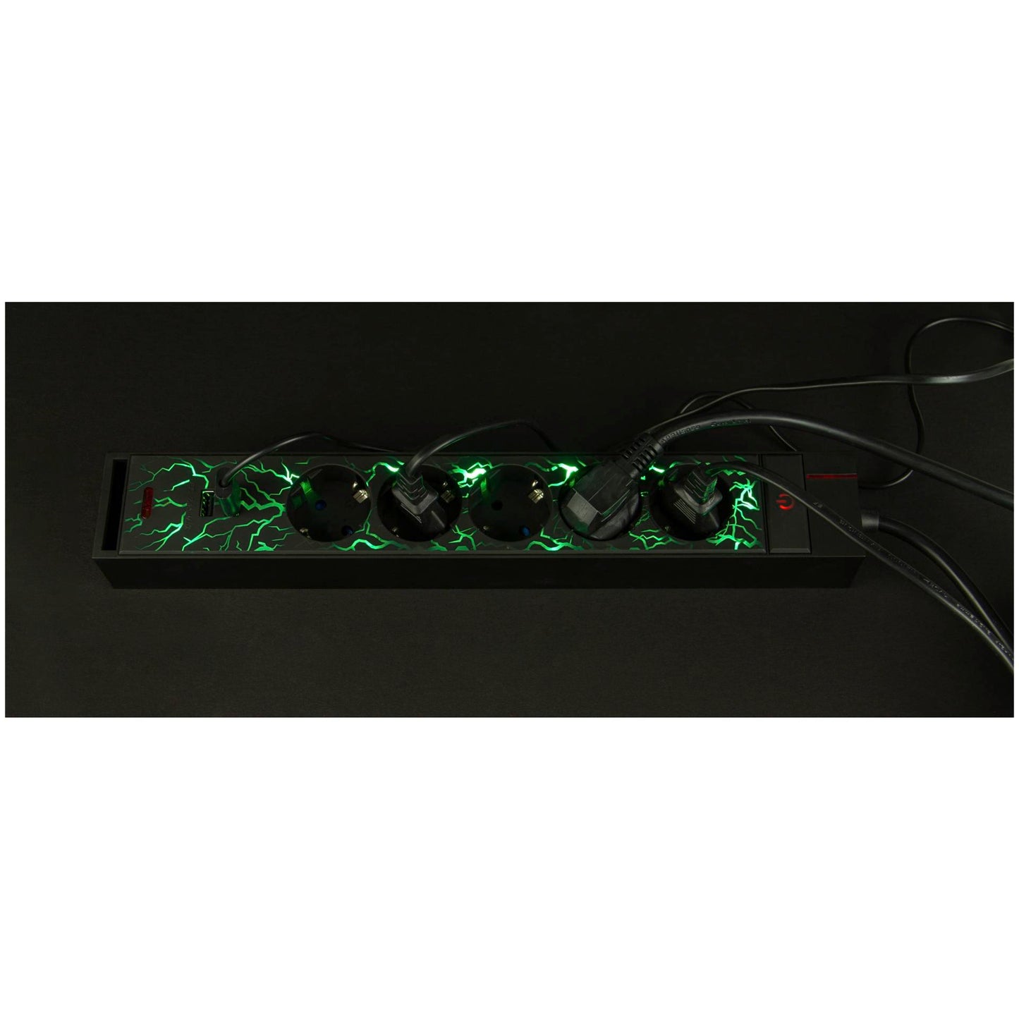 REV GAMER Multiple Socket 1,4m 5-fold 2xUSB incl. Color Setting
