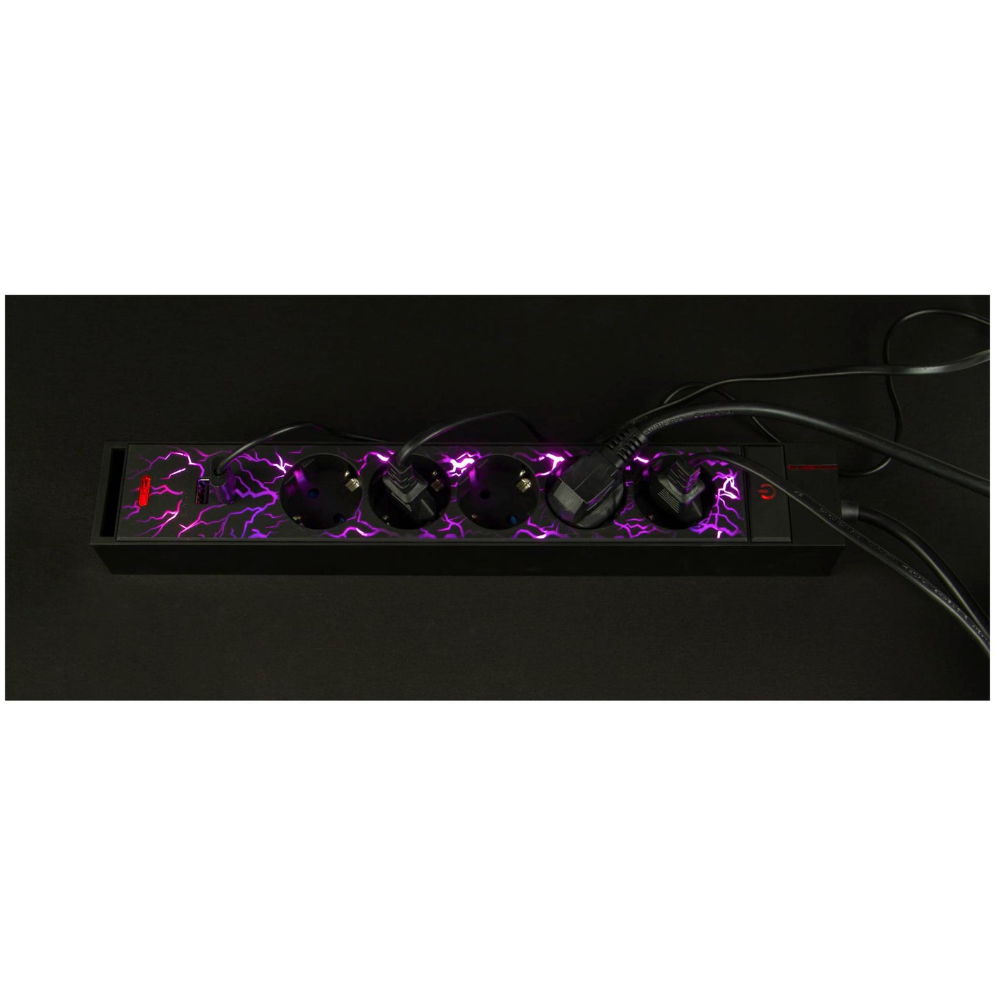REV GAMER Multiple Socket 1,4m 5-fold 2xUSB incl. Color Setting