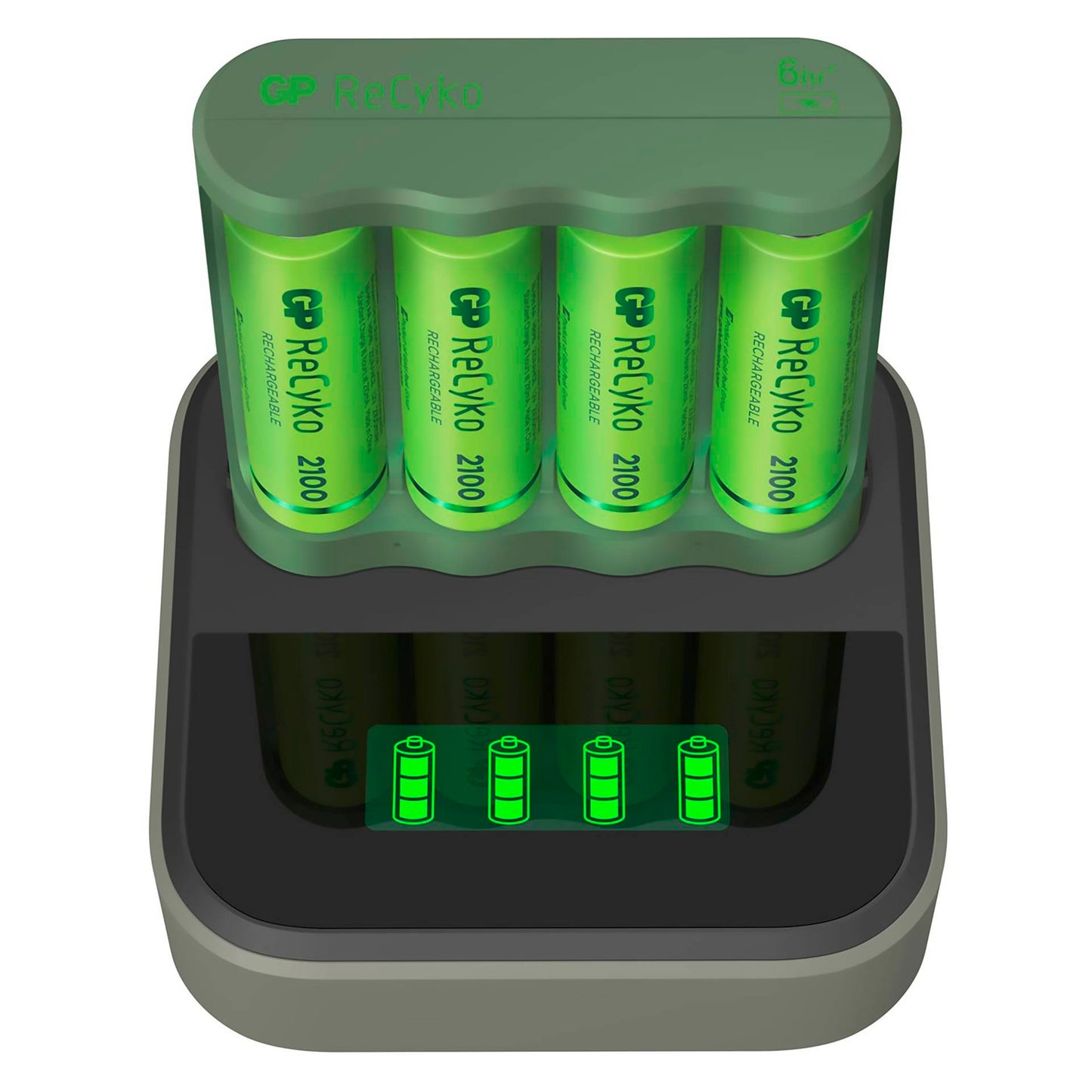 GP ReCyko B4D45 4-fold LCD 4Port Docking St. + 4x AA NiMh 2100mAh