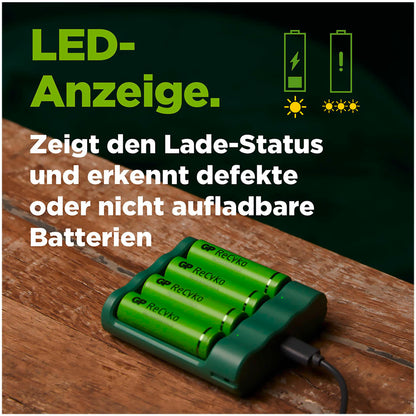 GP ReCyko B4D45 4-fold LCD 4Port Docking St. + 4x AA NiMh 2100mAh