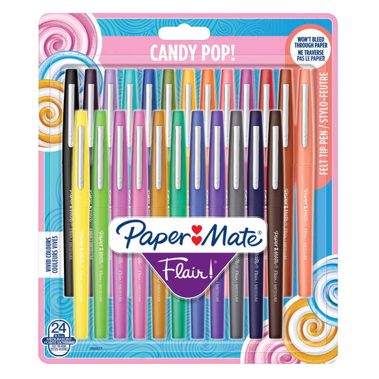 1x24 Paper Mate Felt Tip Pen Flair Candy Pop M 1,0 mm