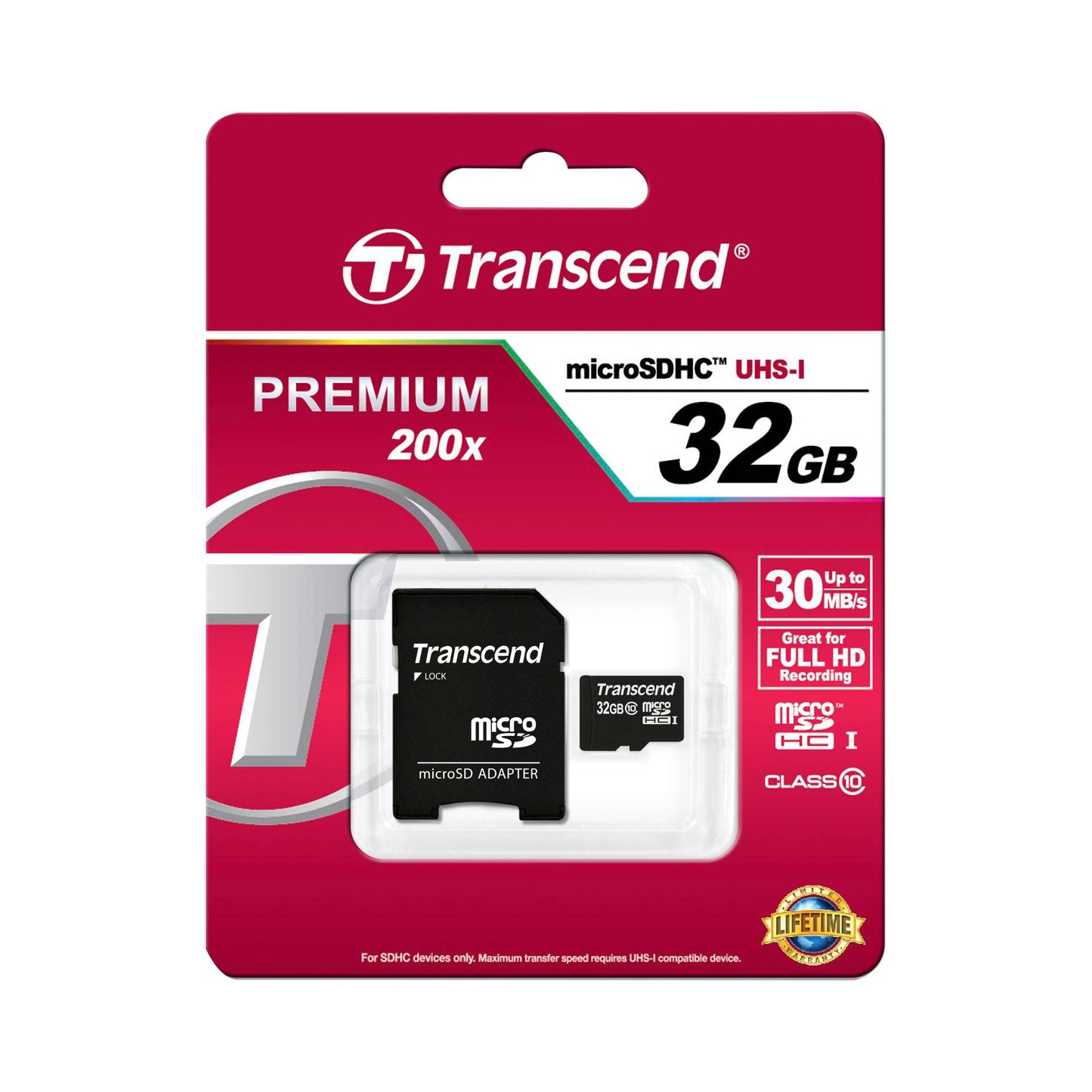 Transcend microSDHC         32GB Class 10 + SD-Adapter