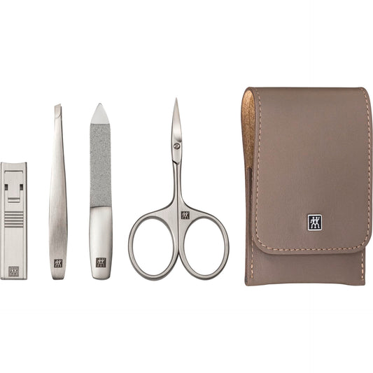 Zwilling PREMIUM snap fastener leather case, taupe, 4 pcs.