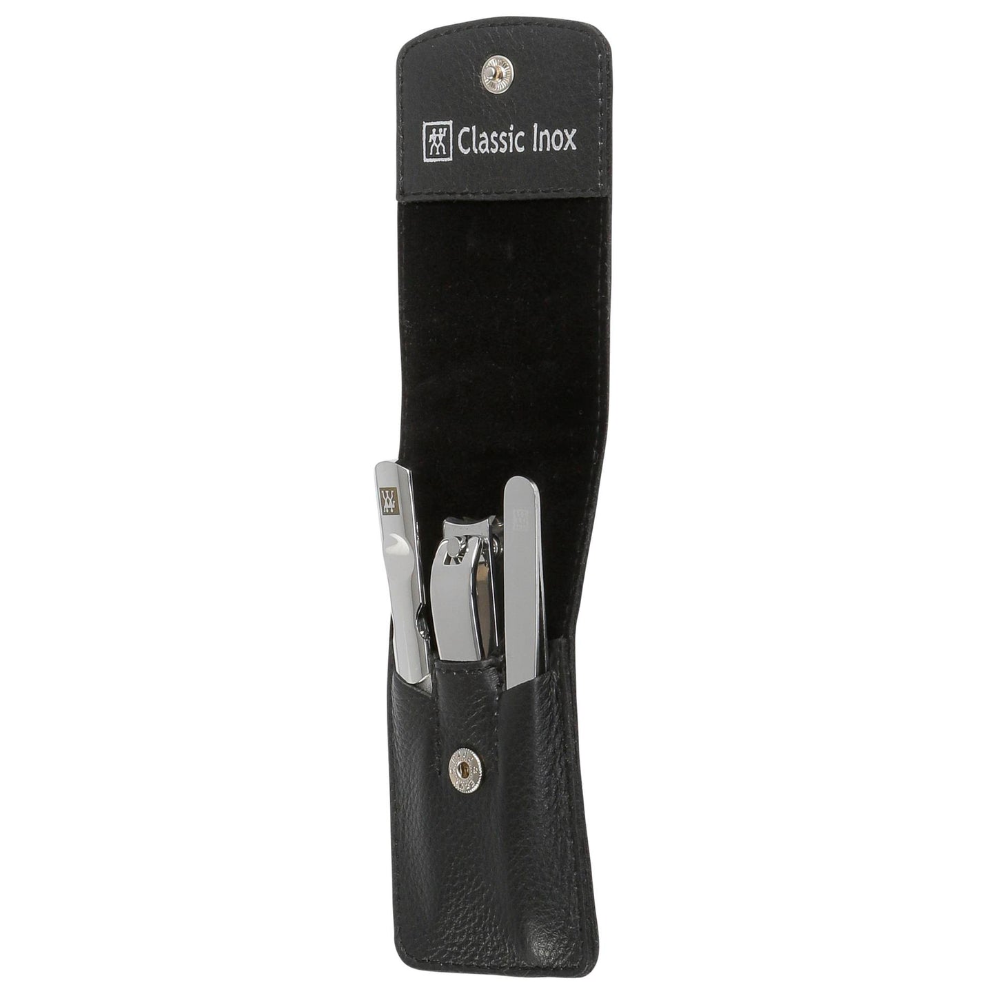 Zwilling CLASSIC snap fastener leather case, black, 3 pcs.