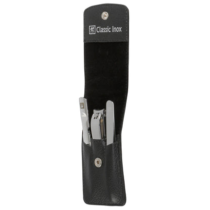 Zwilling CLASSIC snap fastener leather case, black, 3 pcs.