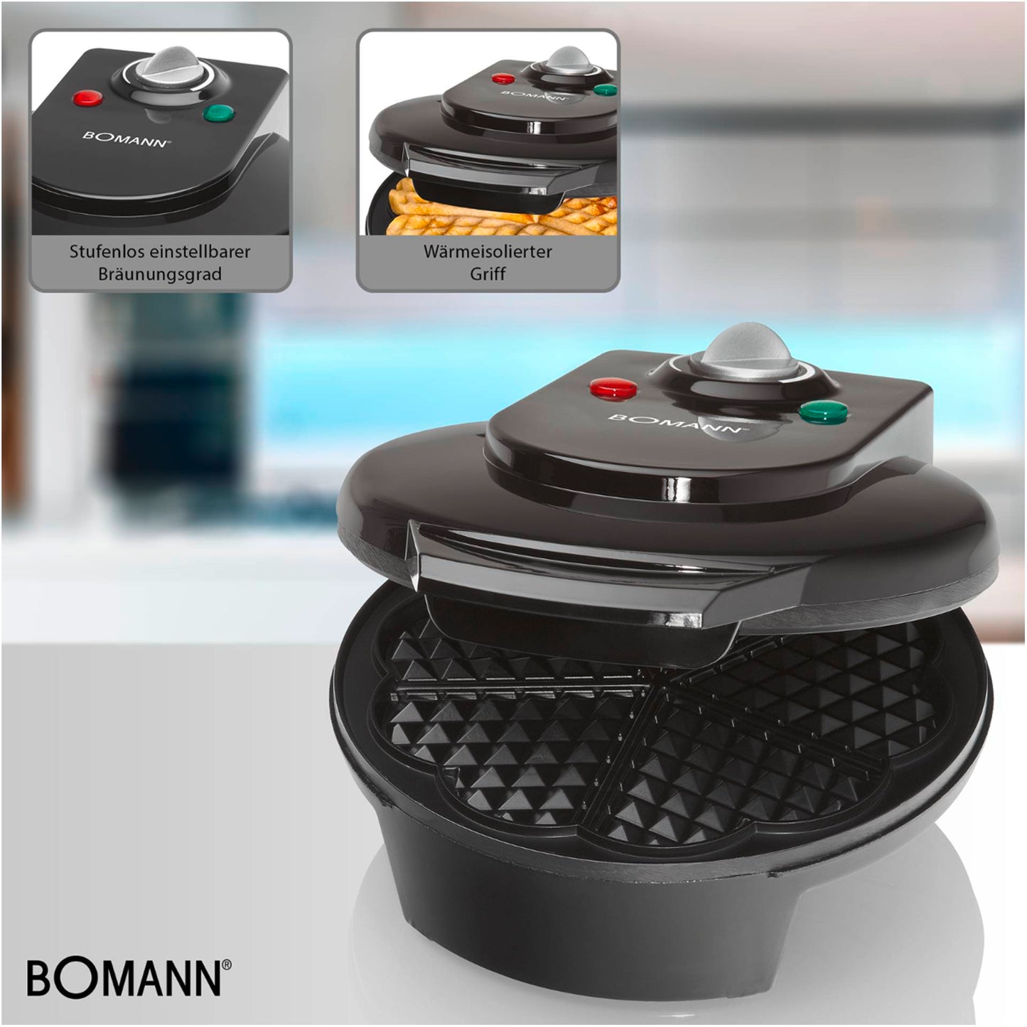 Bomann WA 5018 CB black Heart Waffle Maker