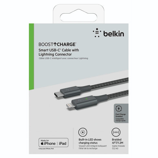 Belkin Smart LED Cable grey 1,2m USB-C / Lightning   CAA006bt04GR