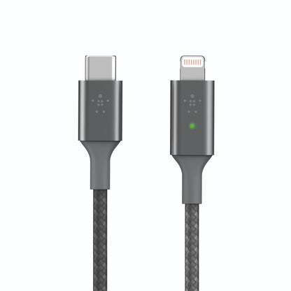 Belkin Smart LED Cable grey 1,2m USB-C / Lightning   CAA006bt04GR
