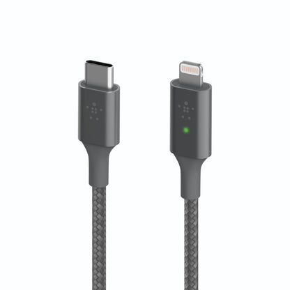 Belkin Smart LED Cable grey 1,2m USB-C / Lightning   CAA006bt04GR
