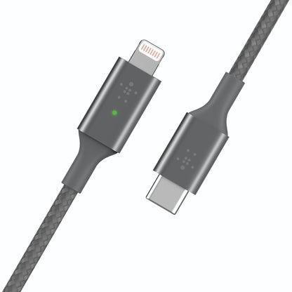 Belkin Smart LED Cable grey 1,2m USB-C / Lightning   CAA006bt04GR