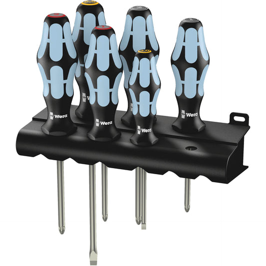 Wera 3334/3350/3355/6 Screwdriver Set, Inox + Rack