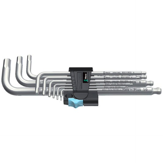 Wera 3950/9 Hex-Plus Stainless 1 L-key set, metric, stainless
