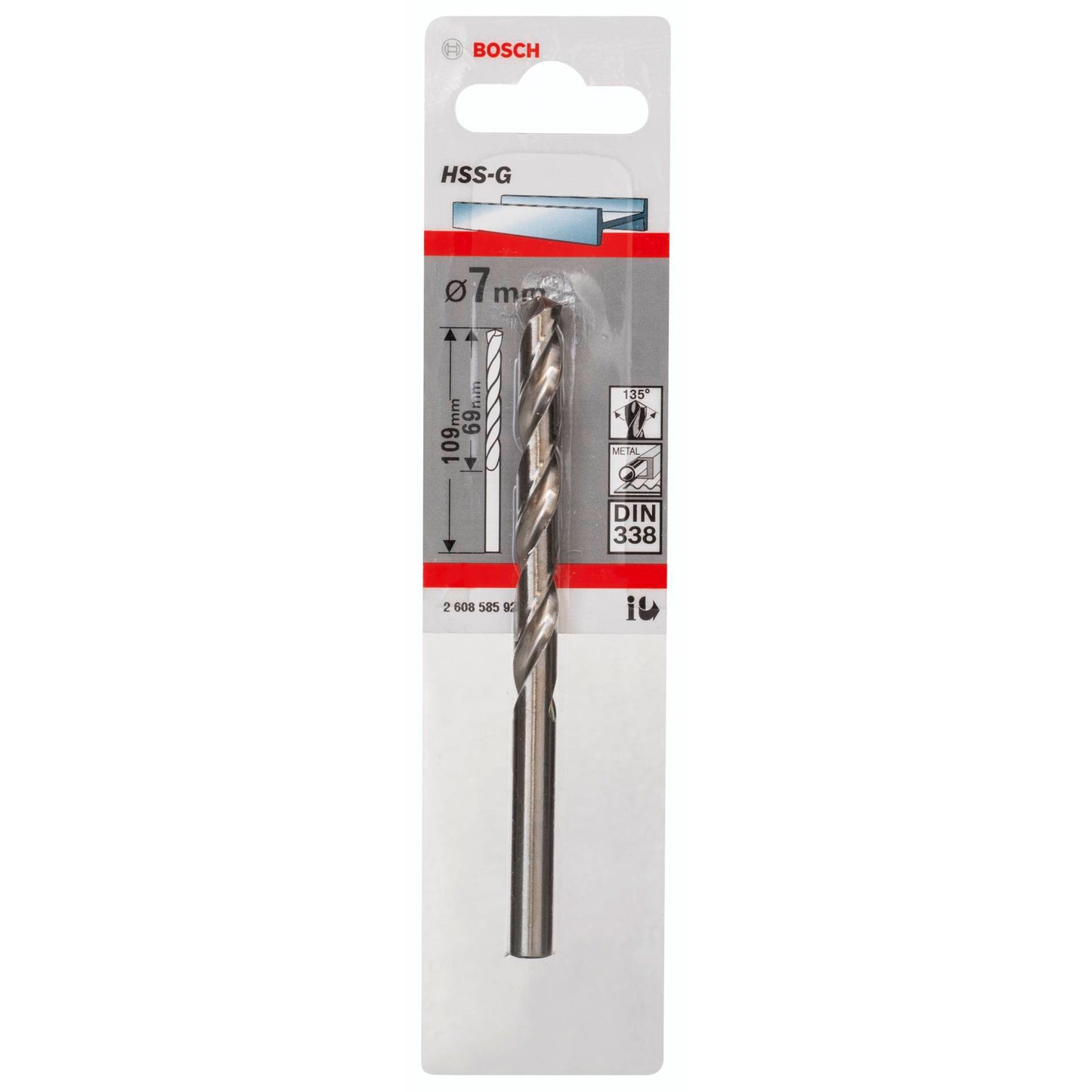 Bosch 1 Metal Drill Bits HSS-G 7,0x69x109mm