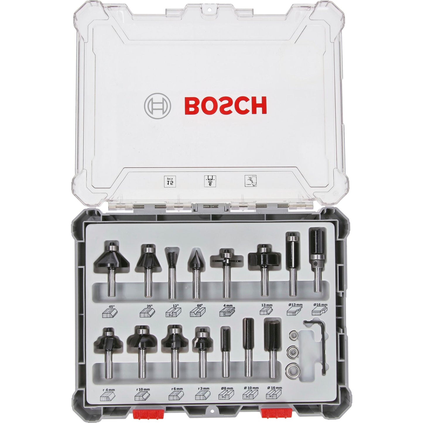 Bosch 15 pcs Wood Bit Set for 6mm Shank Router