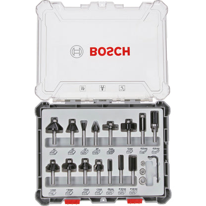 Bosch 15 pcs Wood Bit Set for 6mm Shank Router