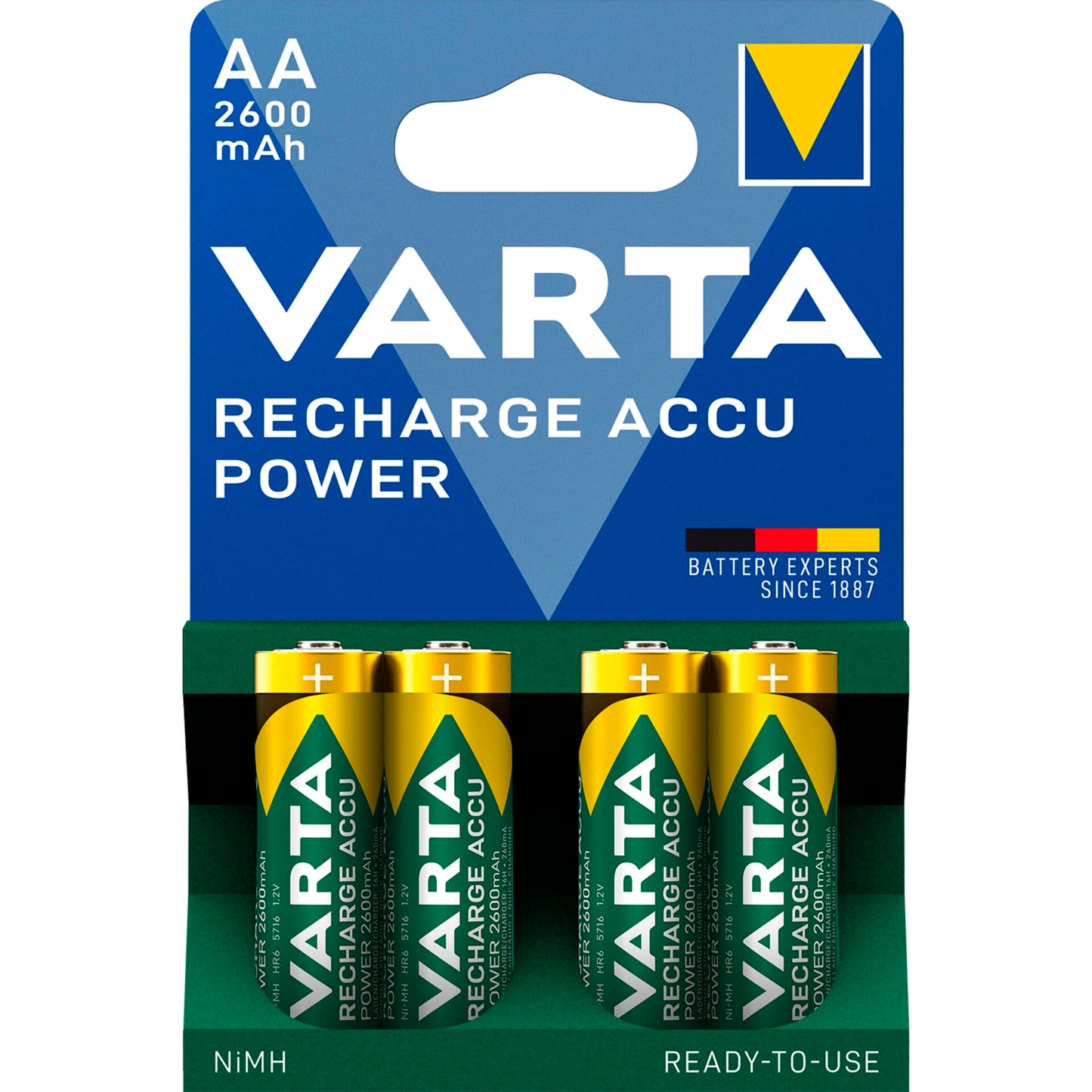 1x4 Varta Rechargeable Accu AA NiMH 2600 mAh Mignon