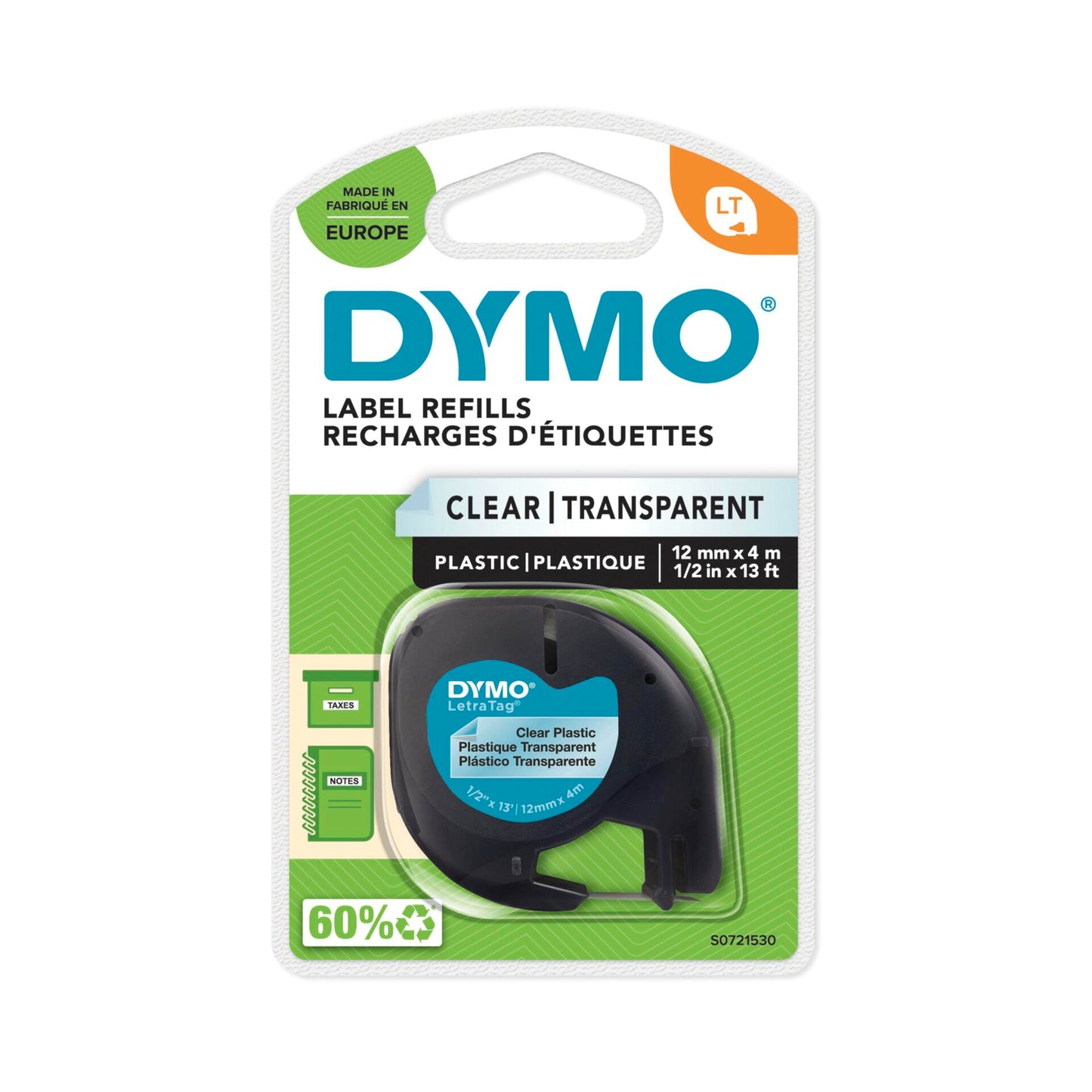 Dymo Letratag Band Plastik transparent 12 mm x 4 m