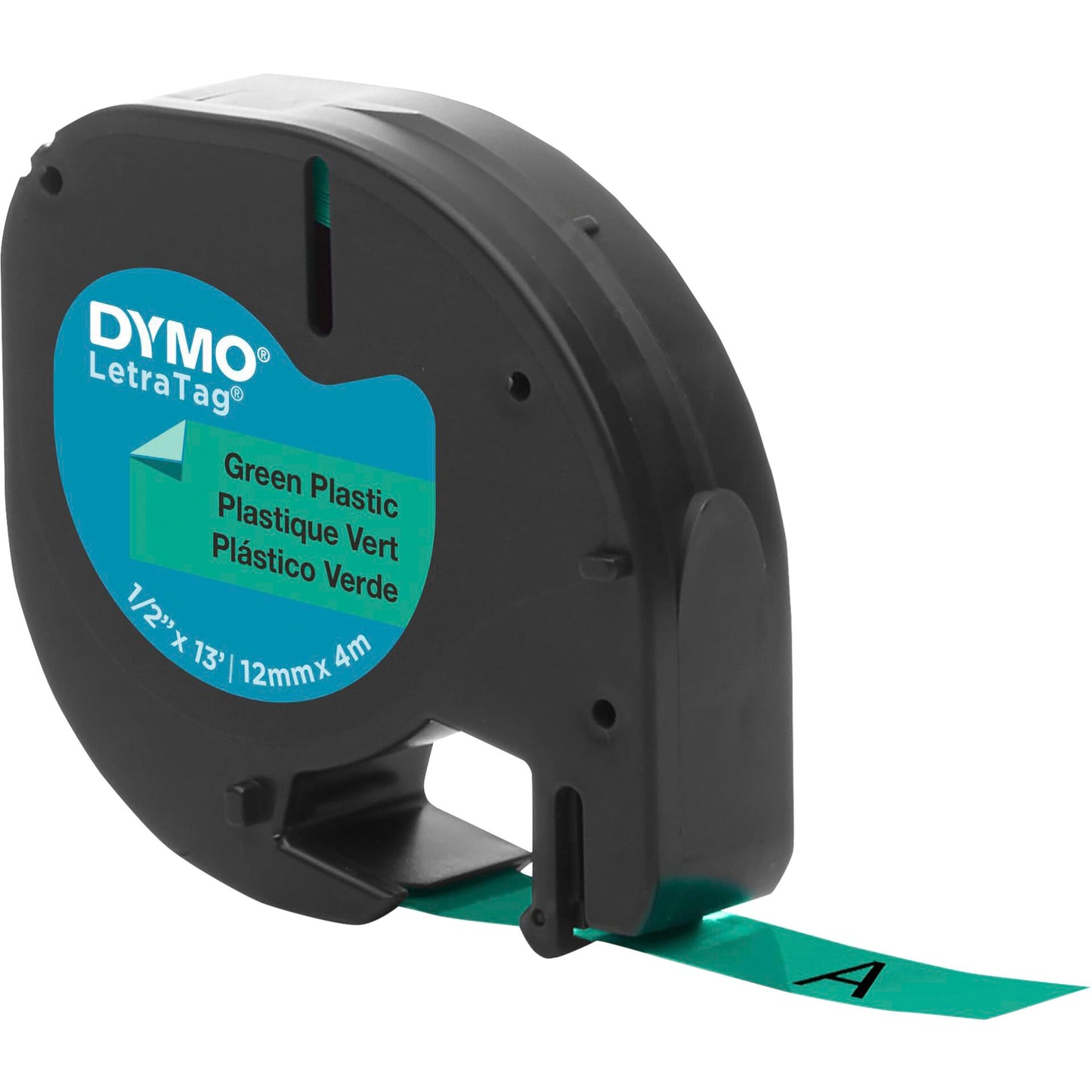 Dymo LetraTag Green Plastic 12 mm x 4 m