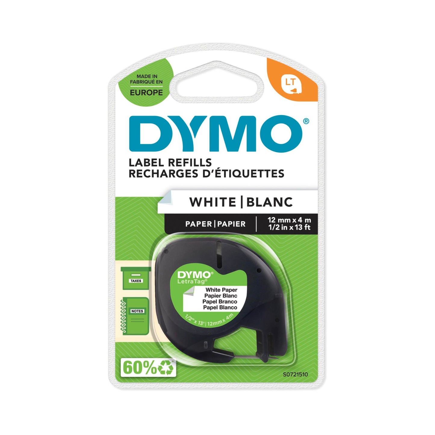 Dymo Letratag Band Paper white 12 mm x 4 m