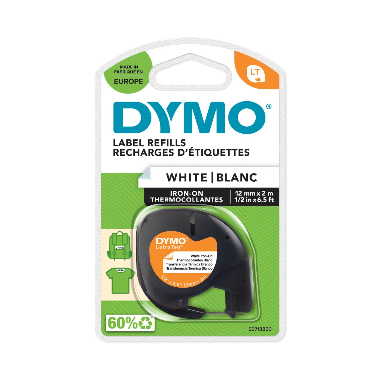 Dymo Letratag Iron-On white 12 mm x 2 m