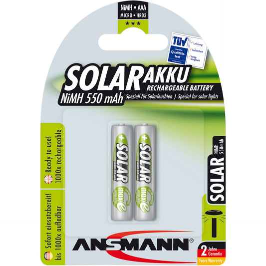 1x2 Ansmann maxE NiMH rech.bat. Micro AAA 550 mAh SOLAR