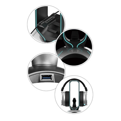 LC-Power LC-HUB-HEAD-BUNGEE USB 3.0 Hub, Headphone Holder