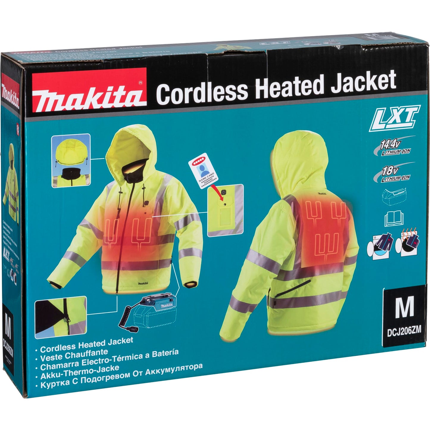 Makita DCJ206Z Gr.M yellow Akku Thermo Jacket