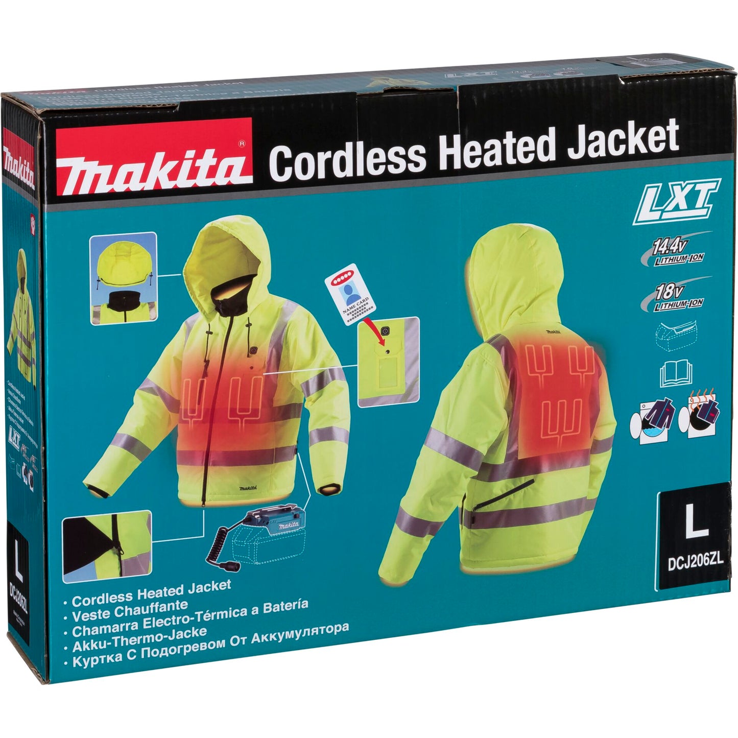 Makita DCJ206Z Gr. L yellow Akku Thermo Jacket