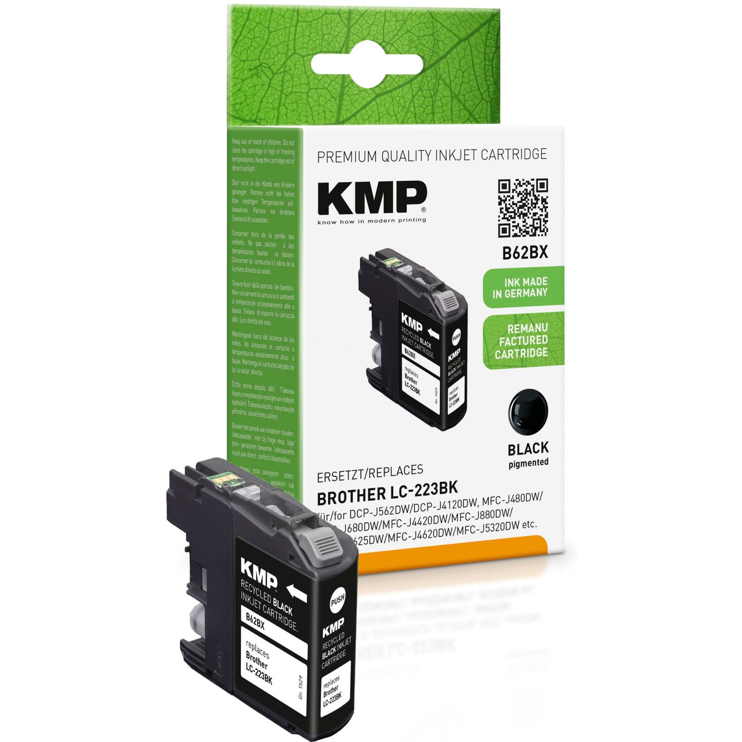 KMP B62BX ink cartridge black compatible w. Brother LC-223 BK