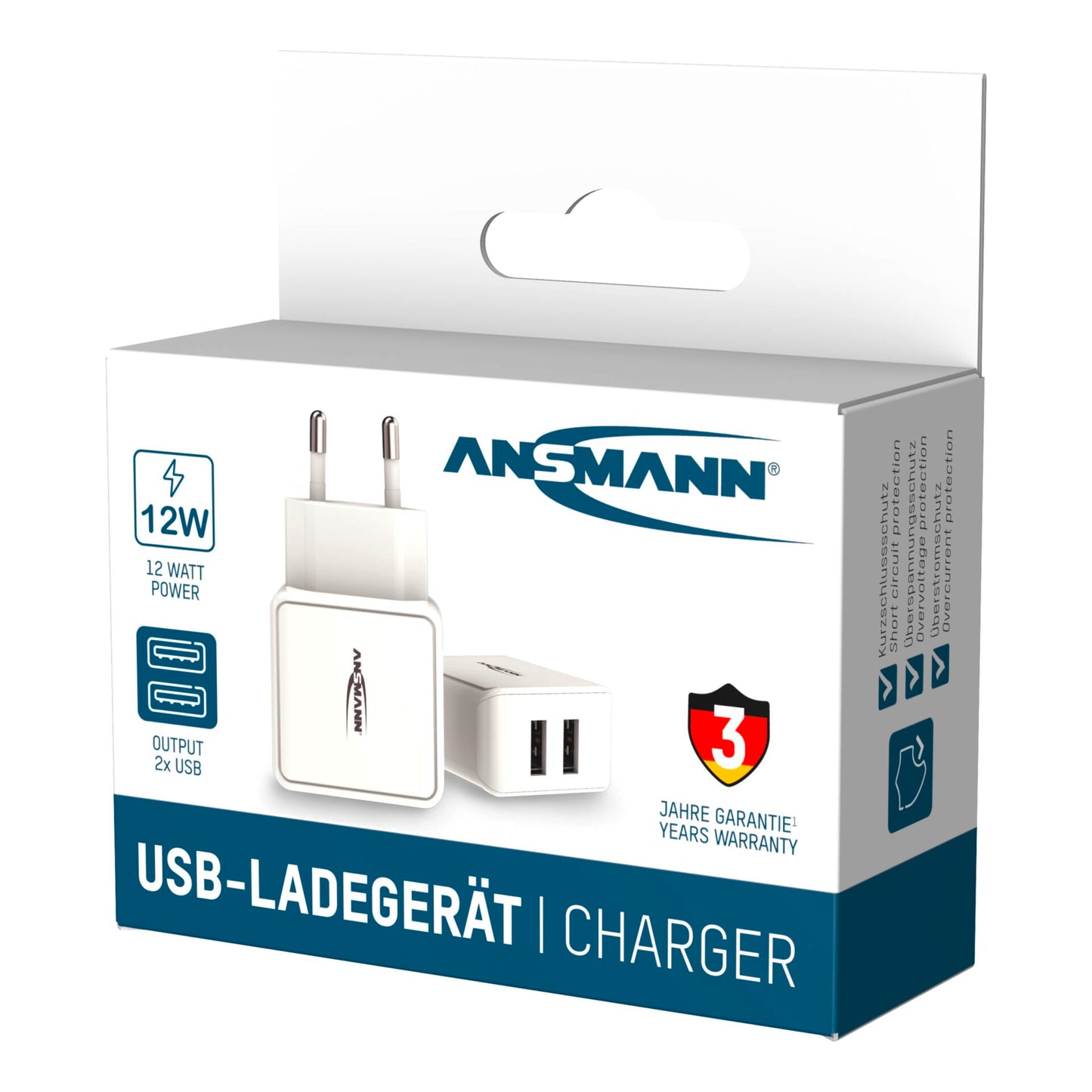 Ansmann Home Charger HC212 2xUSB 2400mA white