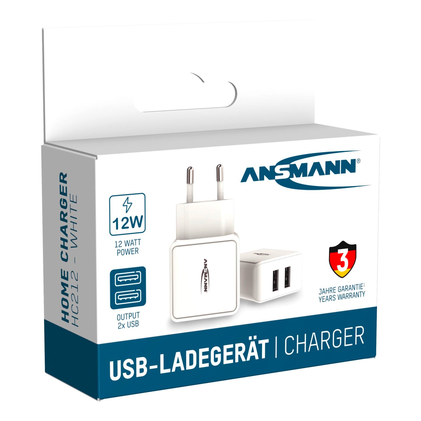 Ansmann Home Charger HC212 2xUSB 2400mA white