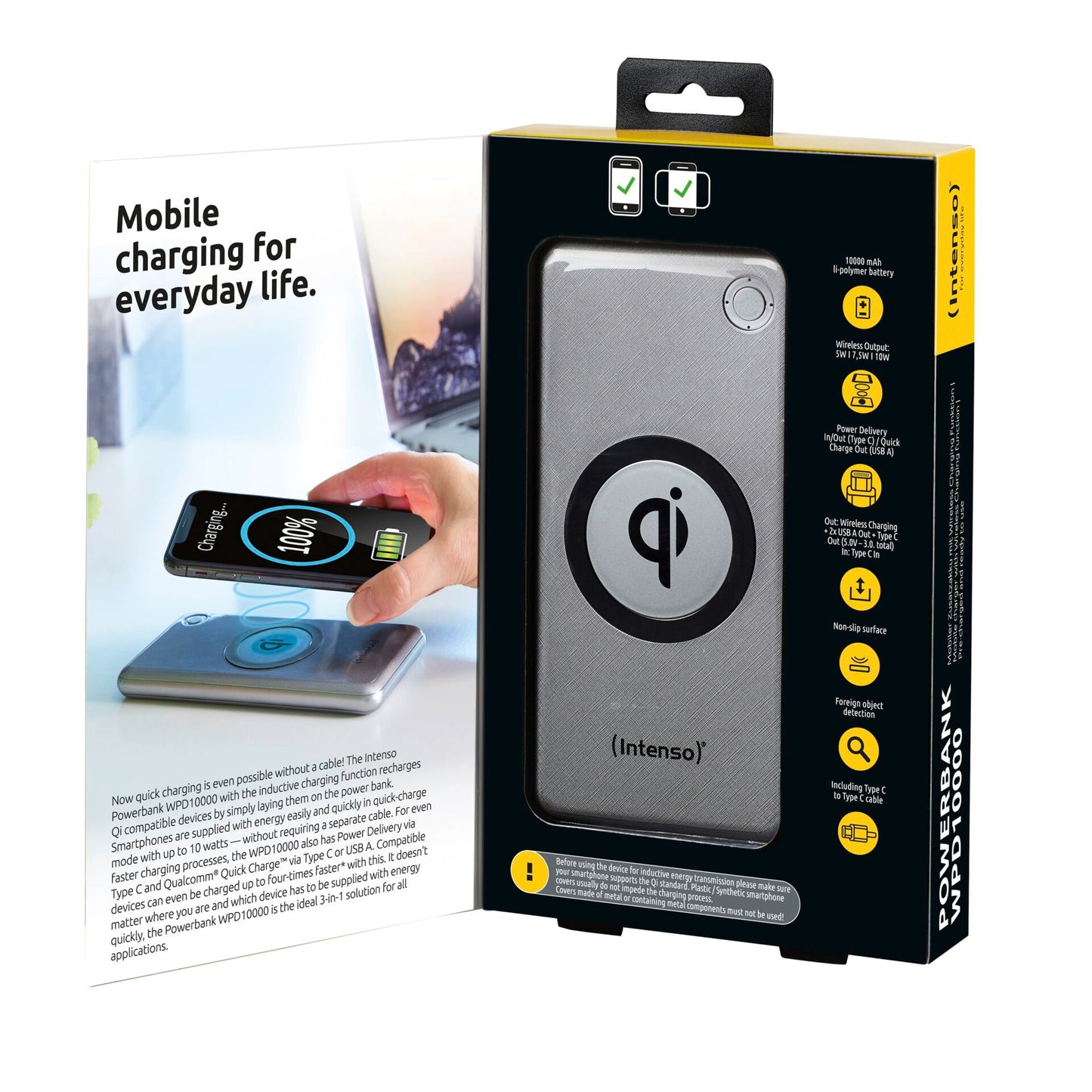 Intenso Powerbank WPD10000 silver incl. Wireless Charger