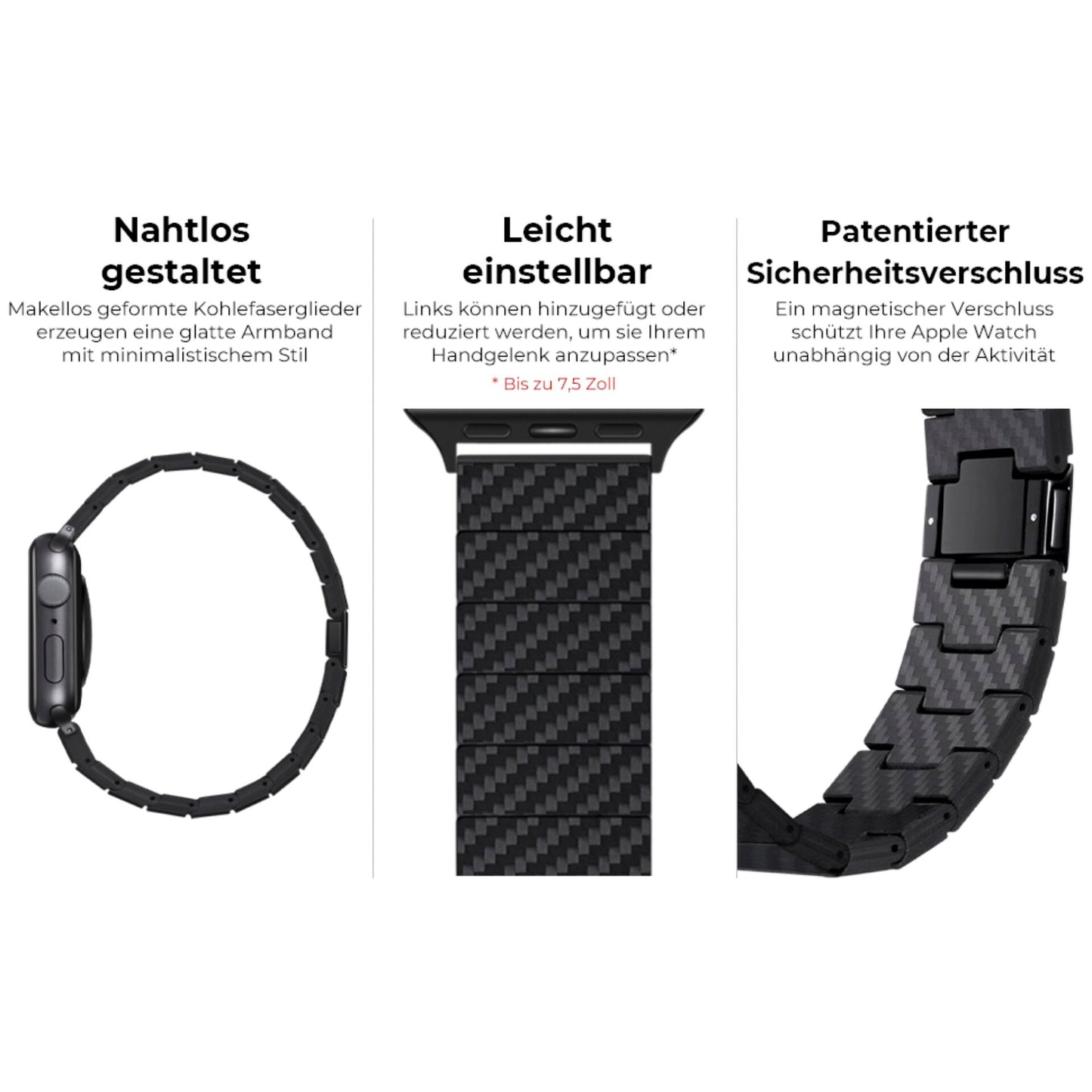 Pitaka Carbon Fiber Link Bracelet Modern Band 38-40mm