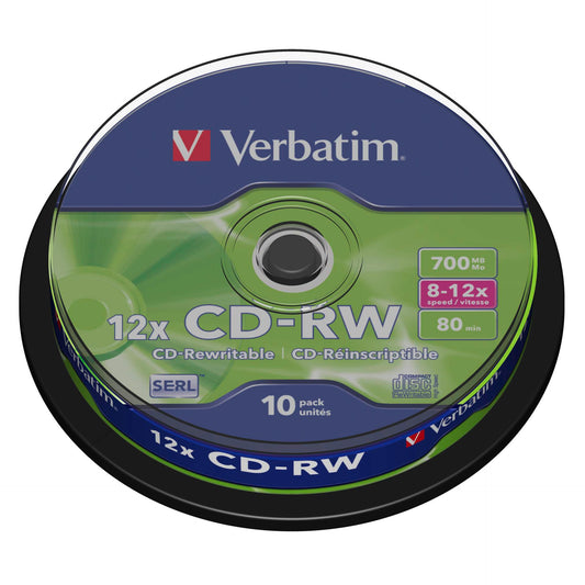 1x10 Verbatim CD-RW 80 / 700MB 10x Speed, Cakebox