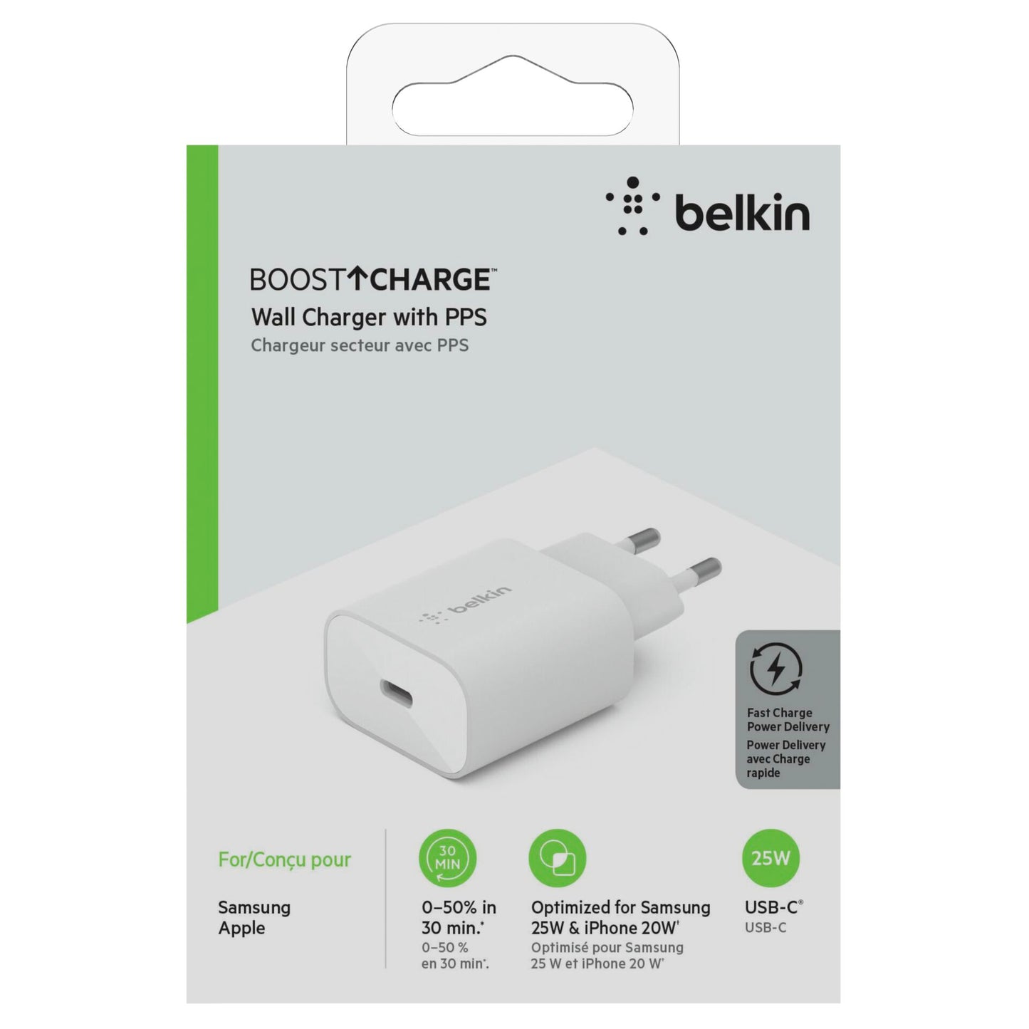 Belkin BOOST Charge 25W USB-C Charger + PD, white WCA004vfWH