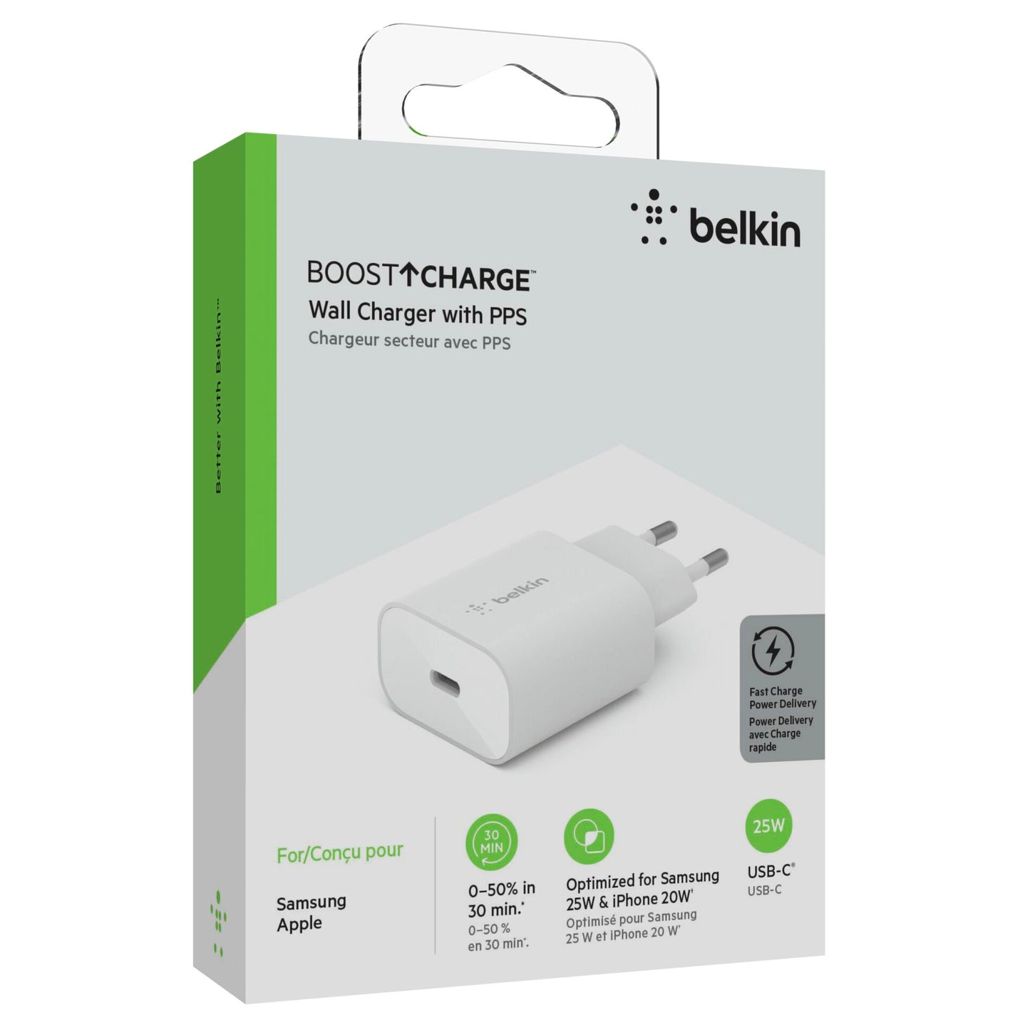 Belkin BOOST Charge 25W USB-C Charger + PD, white WCA004vfWH